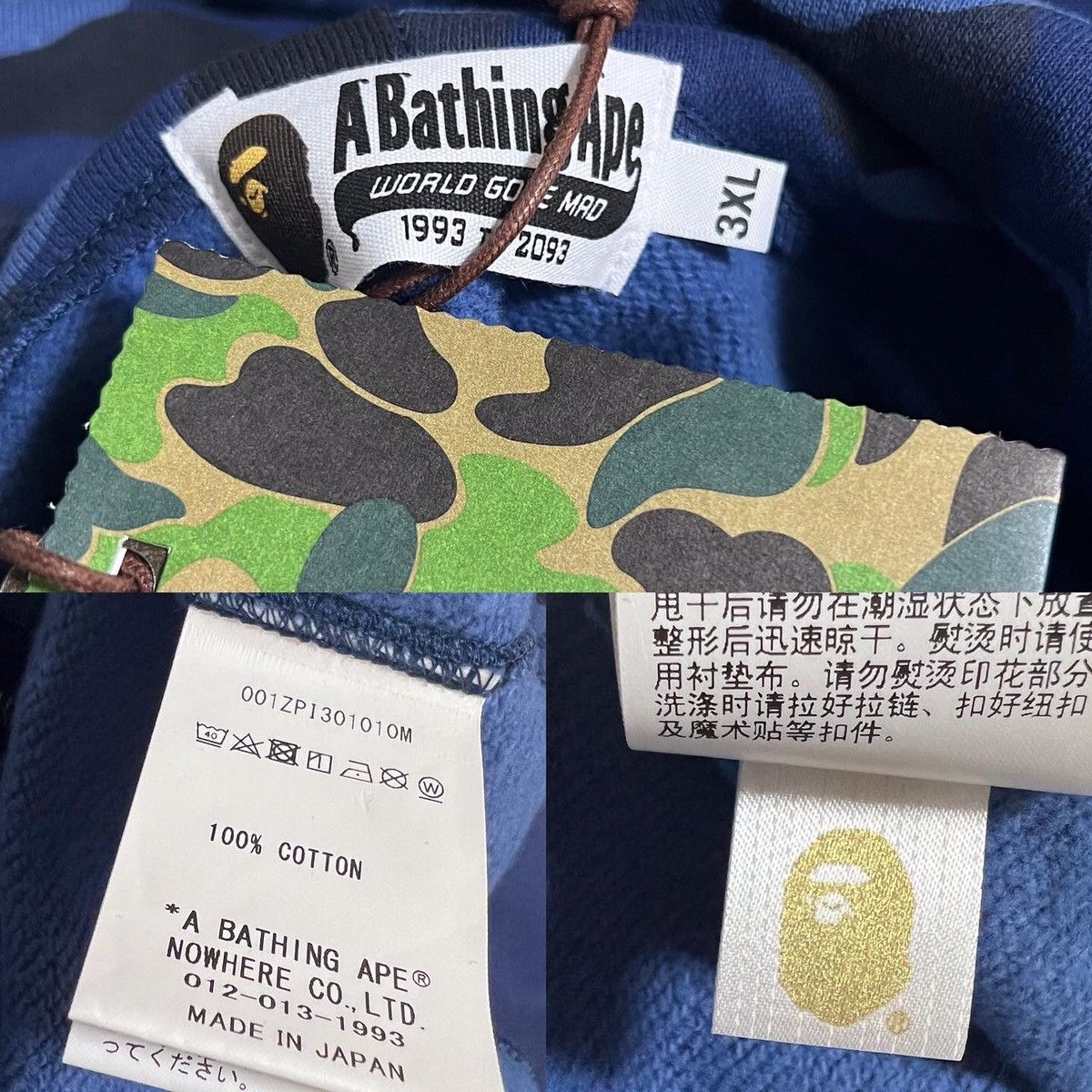 Bape BAPE shark full zip hoodie blue camo Size US XXL / EU 58 / 5 - 9 Thumbnail