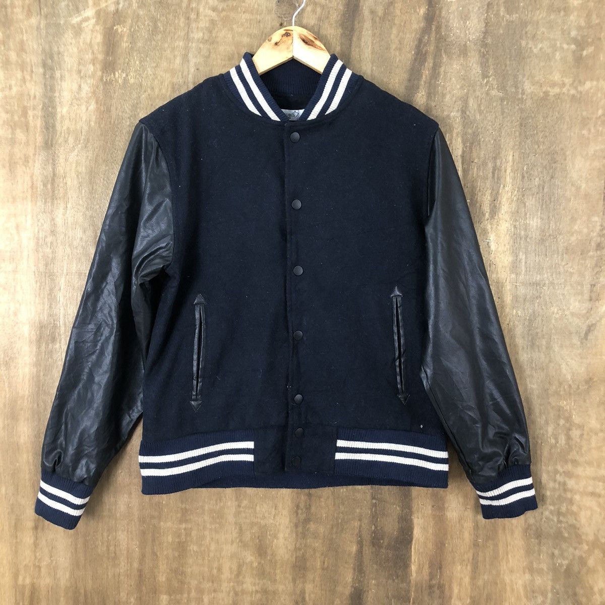 Japanese Brand Superubis Black Wool Varsity Jacket #1858 Size US M / EU 48-50 / 2 - 3 Thumbnail