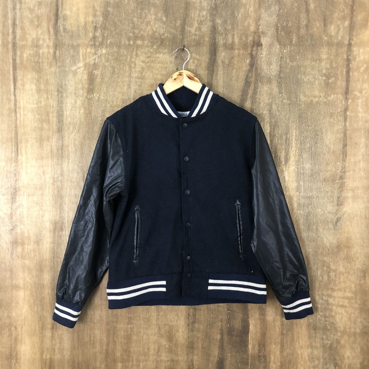 Japanese Brand Superubis Black Wool Varsity Jacket #1858 Size US M / EU 48-50 / 2 - 1 Thumbnail