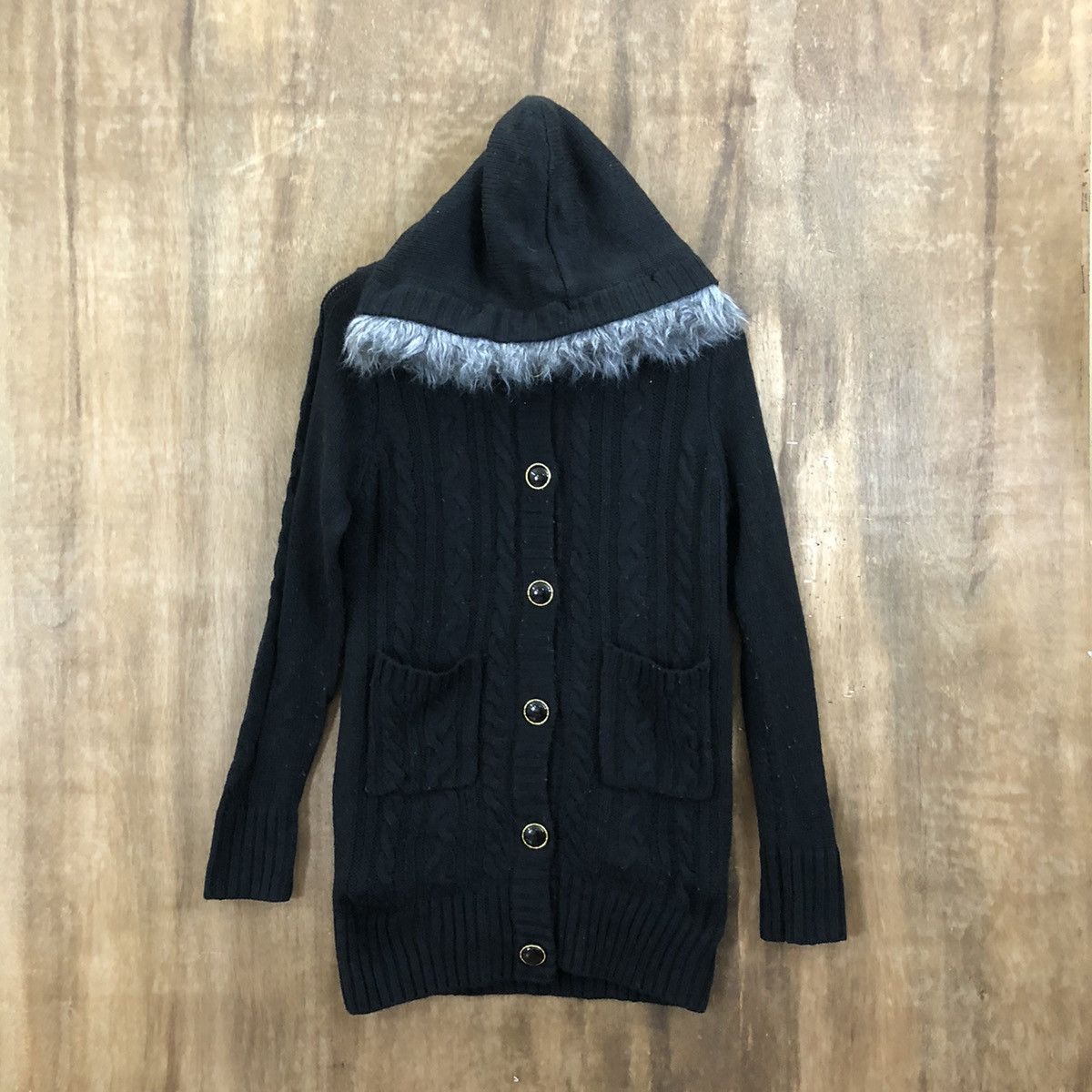 RR Yuyo Black Knitwear Hoodies #163