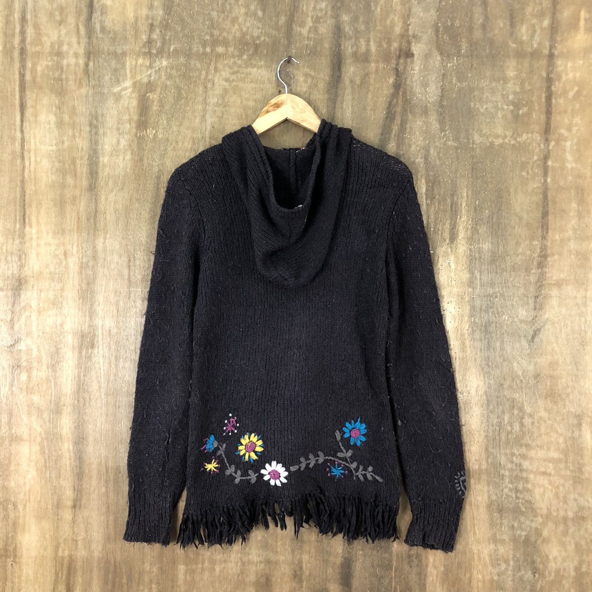 Rough Dark Brown Flower Knitwear Sweater Hoodies#011
