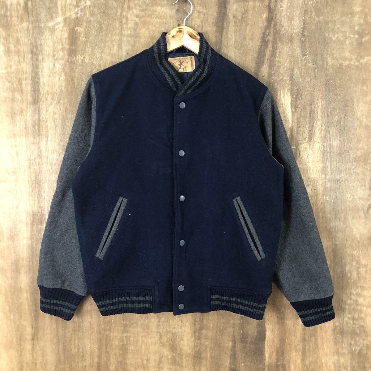 Japanese Brand A 27 Dark Blue Wool Varsity Jacket #1860 Size US M / EU 48-50 / 2 - 3 Thumbnail