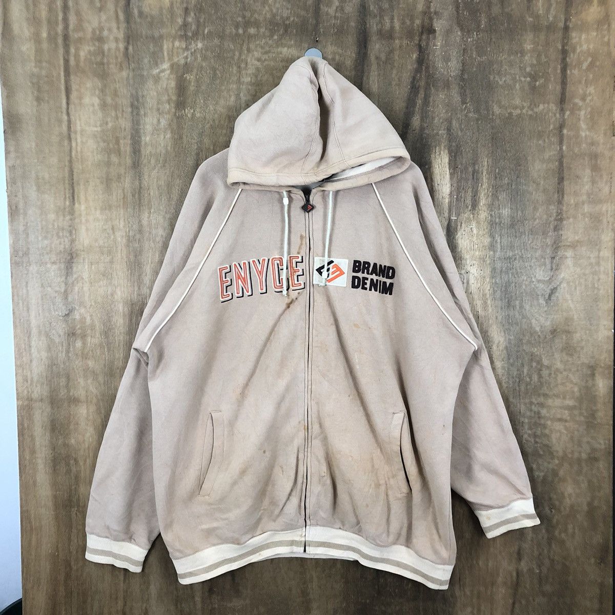Japanese Brand × Vintage Enyce Brand Denim Faded Brown Sweatshirt Hoodies # Size US XL / EU 56 / 4 - 1 Thumbnail