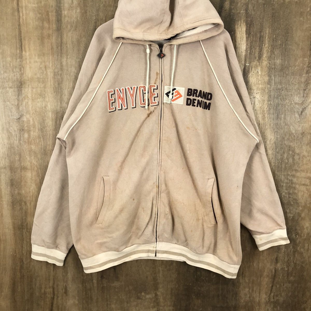 Japanese Brand × Vintage Enyce Brand Denim Faded Brown Sweatshirt Hoodies # Size US XL / EU 56 / 4 - 3 Thumbnail