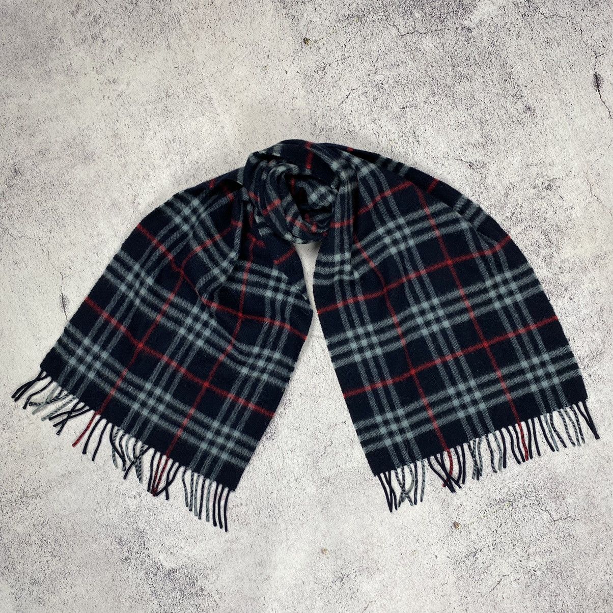 Vintage Burberry Cashmere Scarf Neckwear Blue