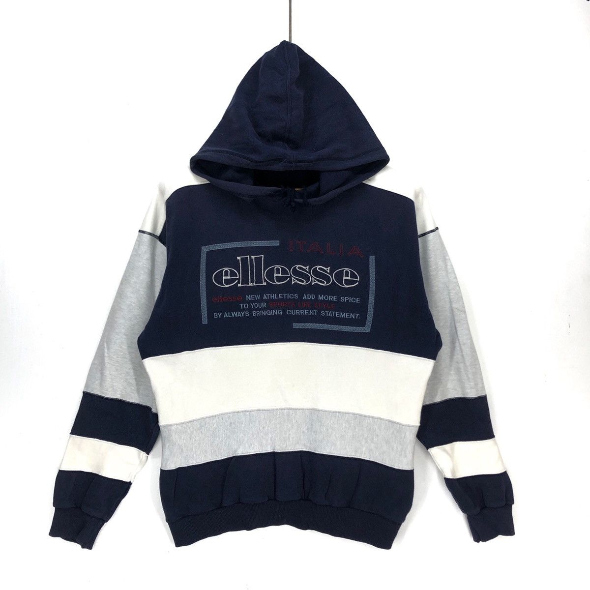 image of Edition Japan x Ellesse Vintage Ellesse Hoodie Pullover Colour Block 1222-43 in White (Size Medium)