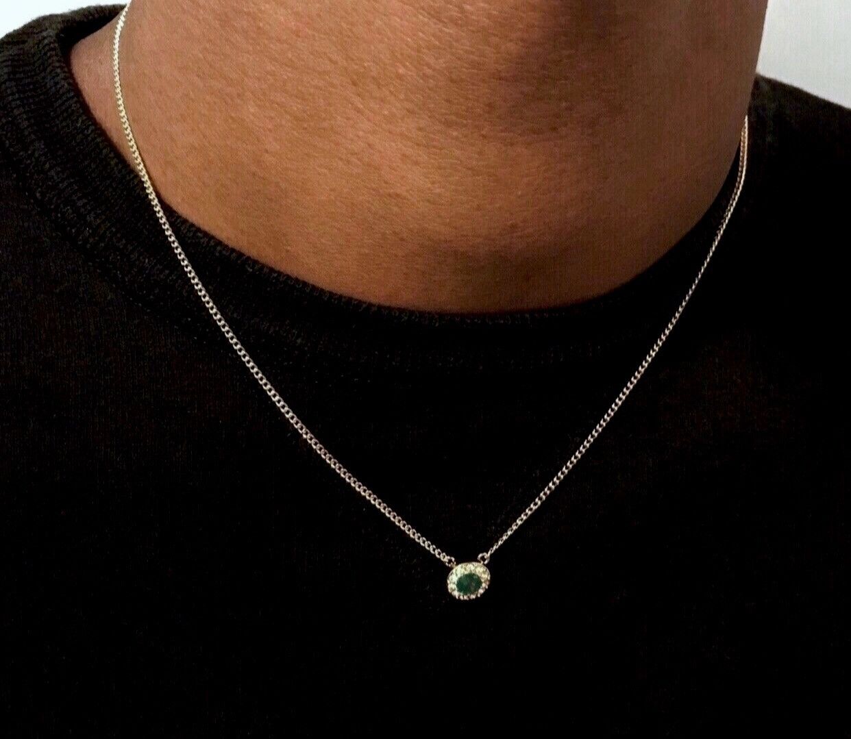 image of Givenchy Green Silver Chain Necklace, Men's