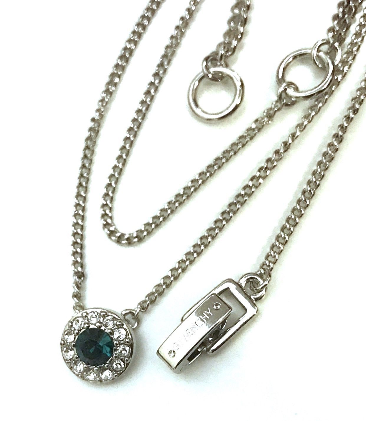 image of Givenchy Green Silver Chain Necklace, Men's