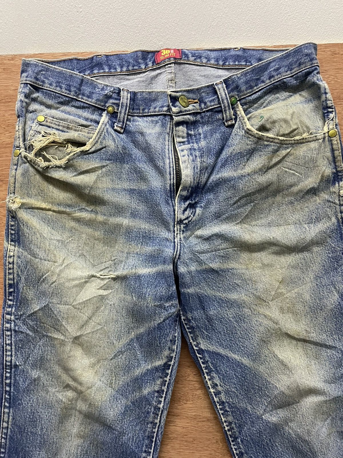 Vintage WRANGLER VINTAGE WELL WORN DENIM Size US 36 / EU 52 - 2 Thumbnail