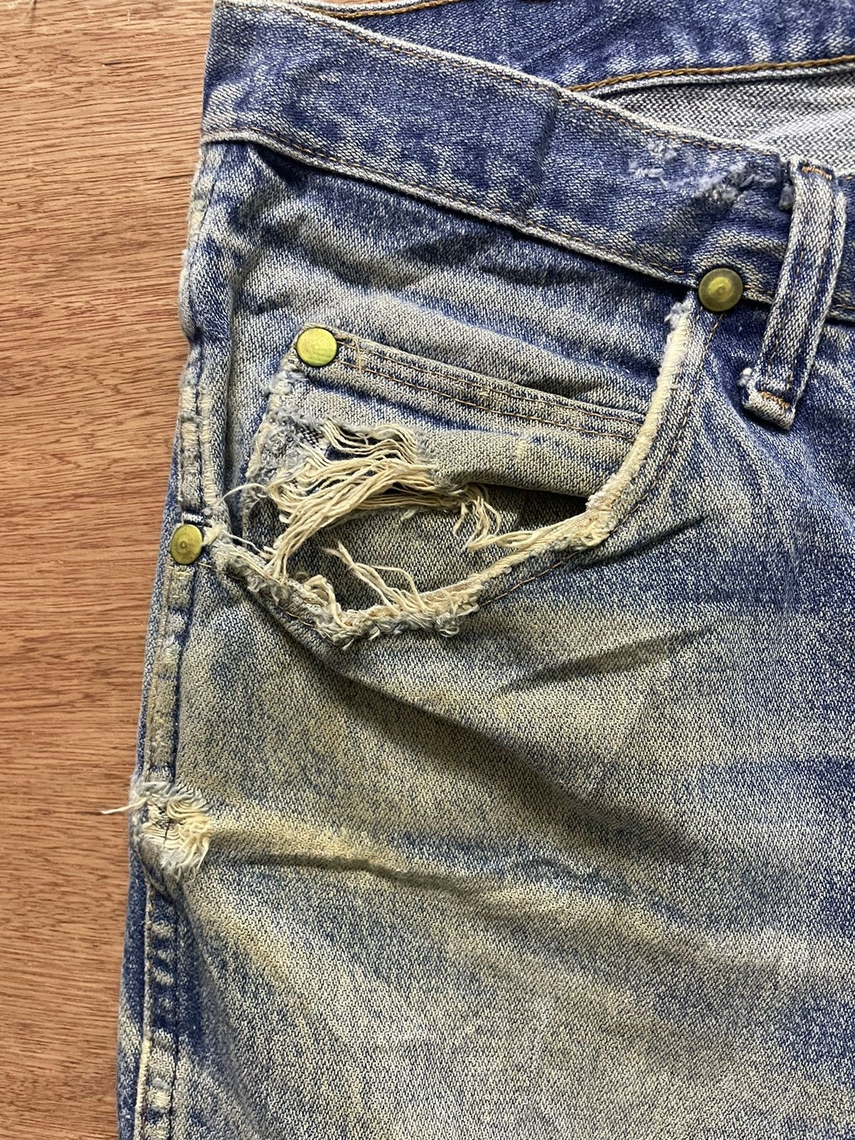 Vintage WRANGLER VINTAGE WELL WORN DENIM Size US 36 / EU 52 - 3 Thumbnail