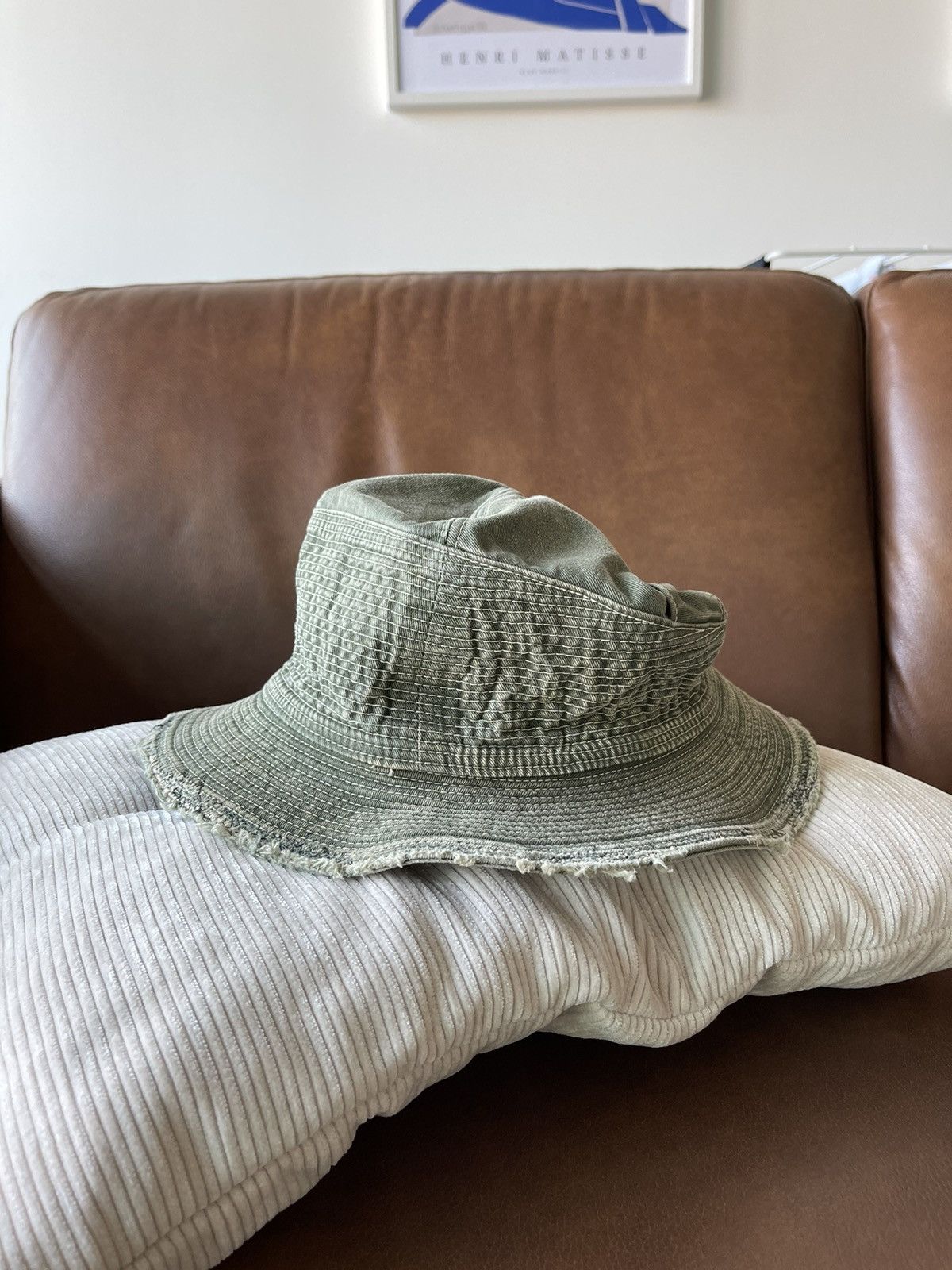 image of Kapital Old Man And Sea Bucket Hat in Green, Men's