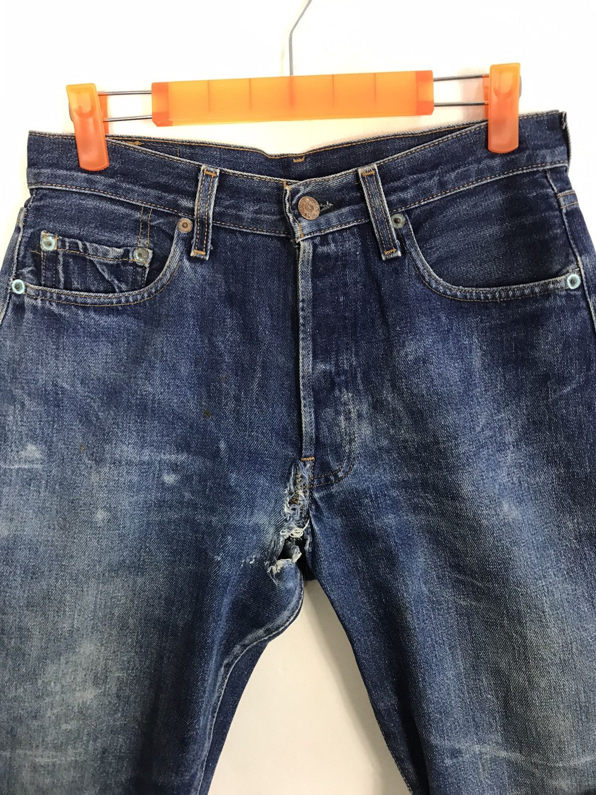 Levi's 90s Levis Lot 501 Big E Selvedge Buttonfly Design Denim Size US 29 - 3 Thumbnail