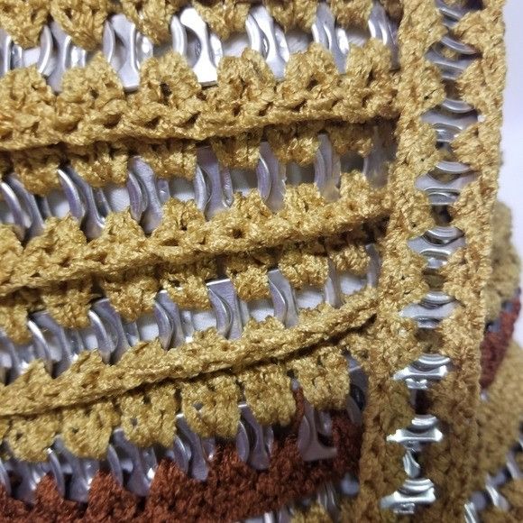 Vtg Handmade Crocheted Knit Aluminum Soda Pop Can Tab Bag