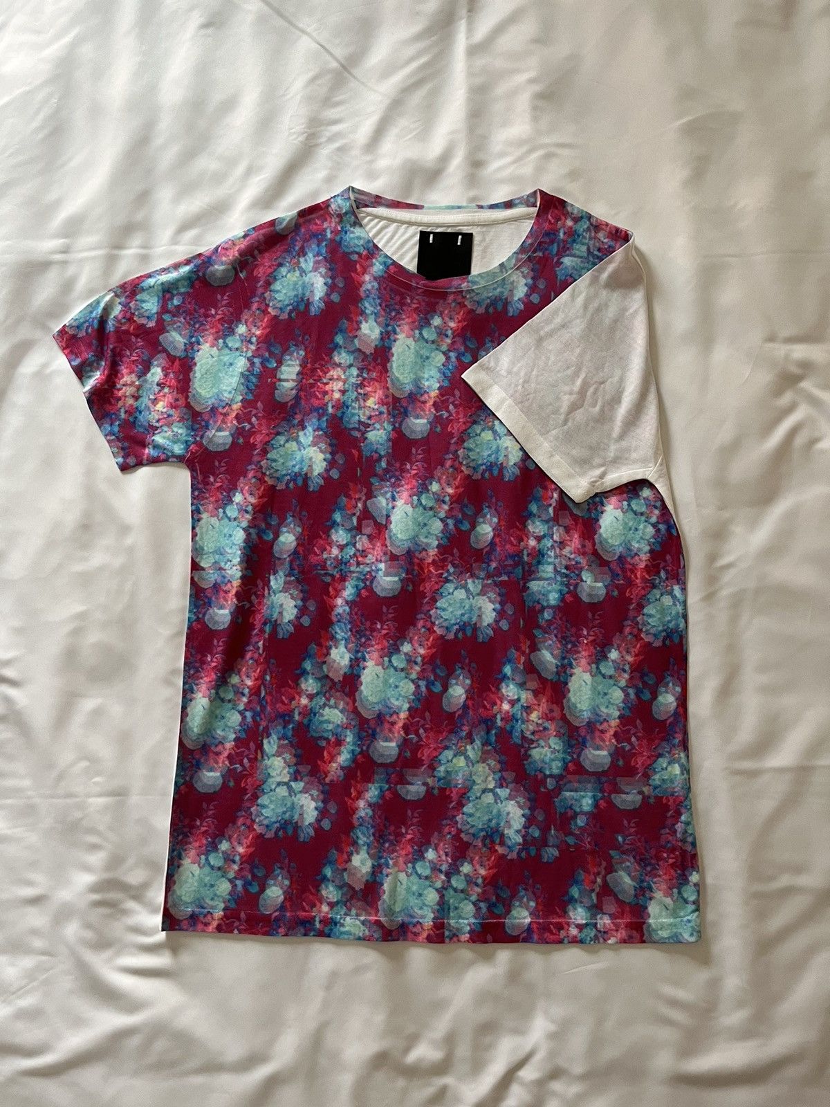 image of Craig Green Sample Ss19 Front Print Vibrating Floral Tee in Purple Blue, Men's (Size Medium)