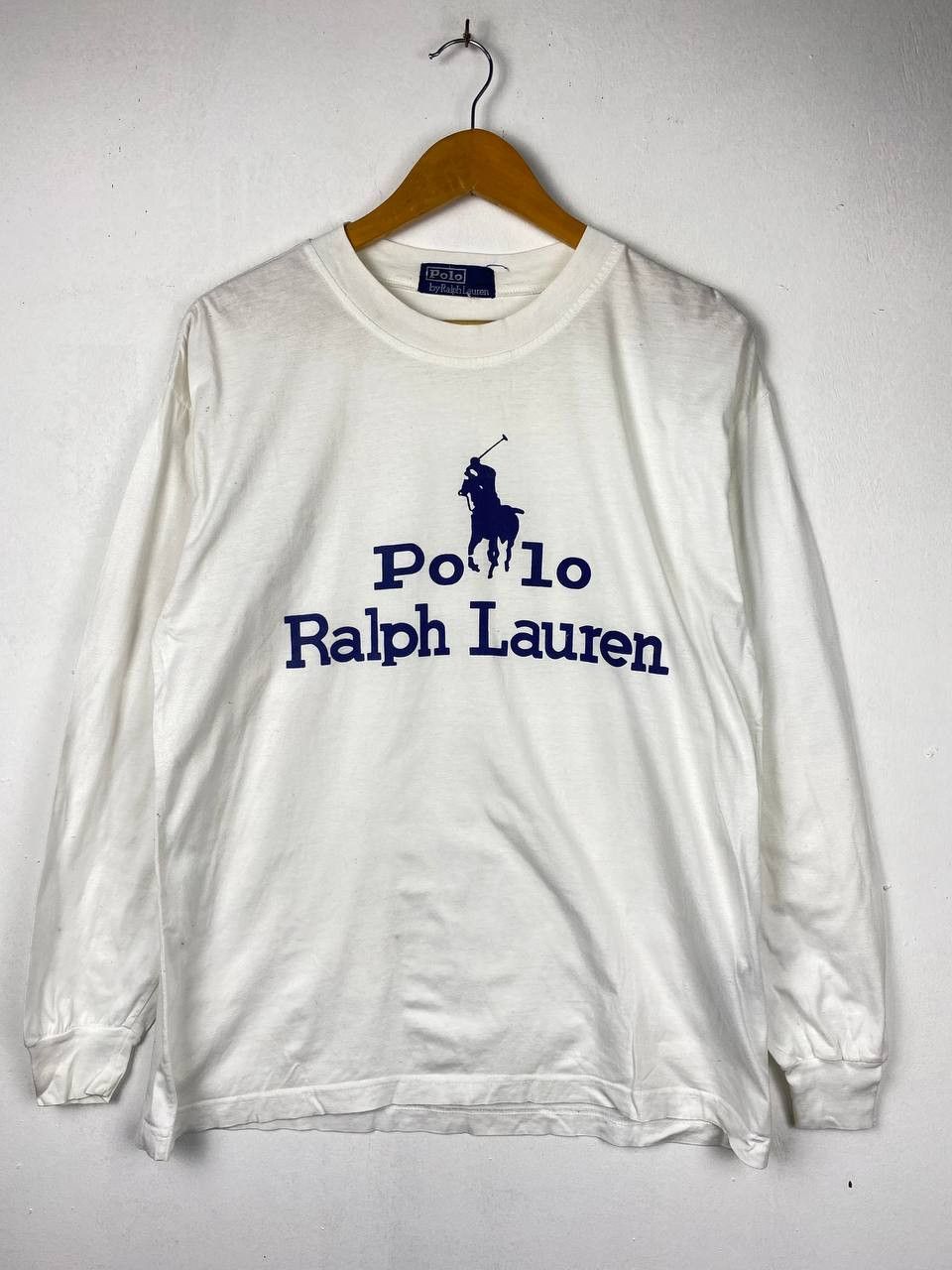 Vintage Rare Polo Ralph Lauren Big Logo Long-sleeves Tshirt