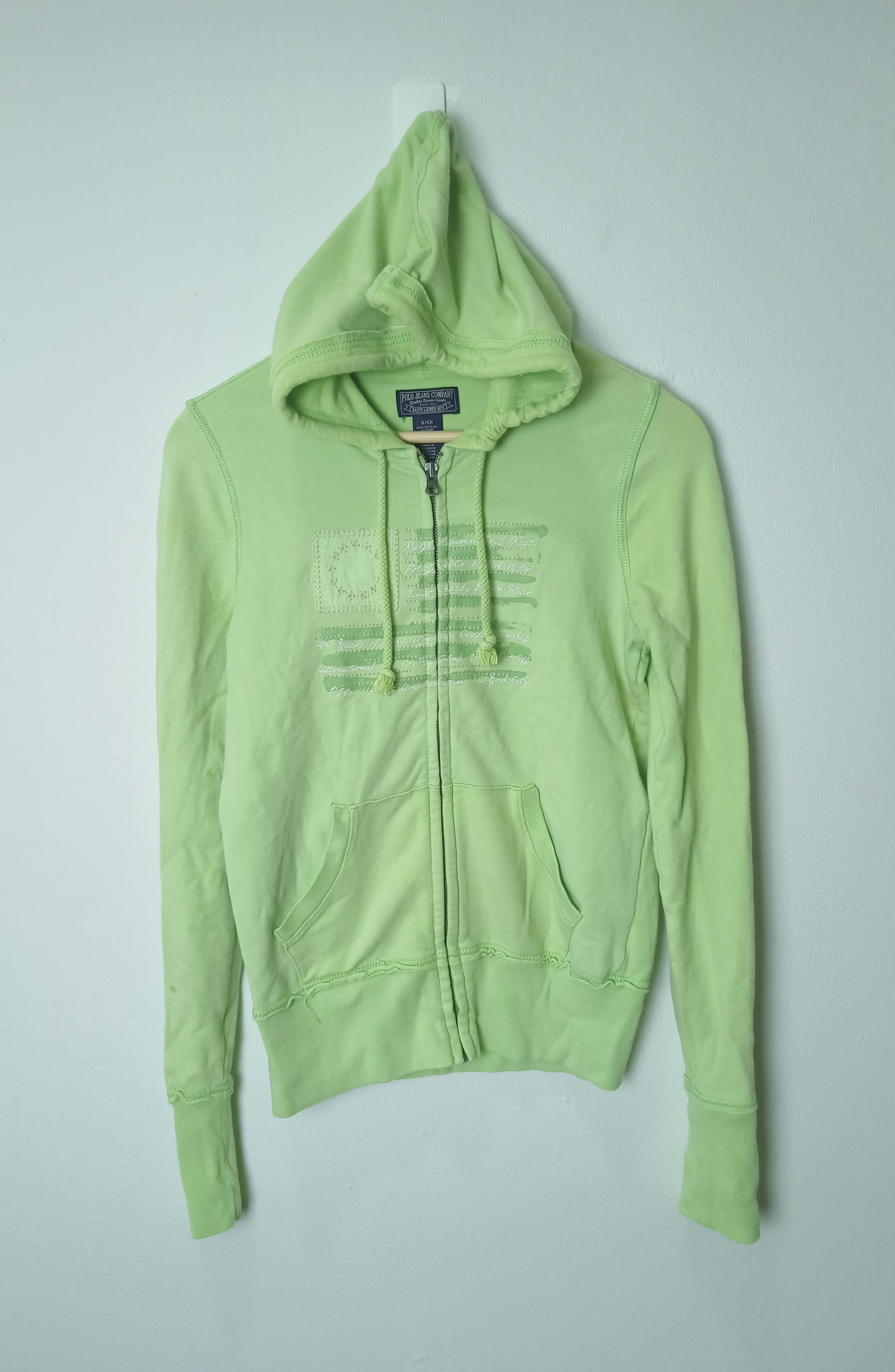 image of Polo Ralph Laurent Sun Faded Sweatshirt Hoodies in Green, Women's (Size Small)