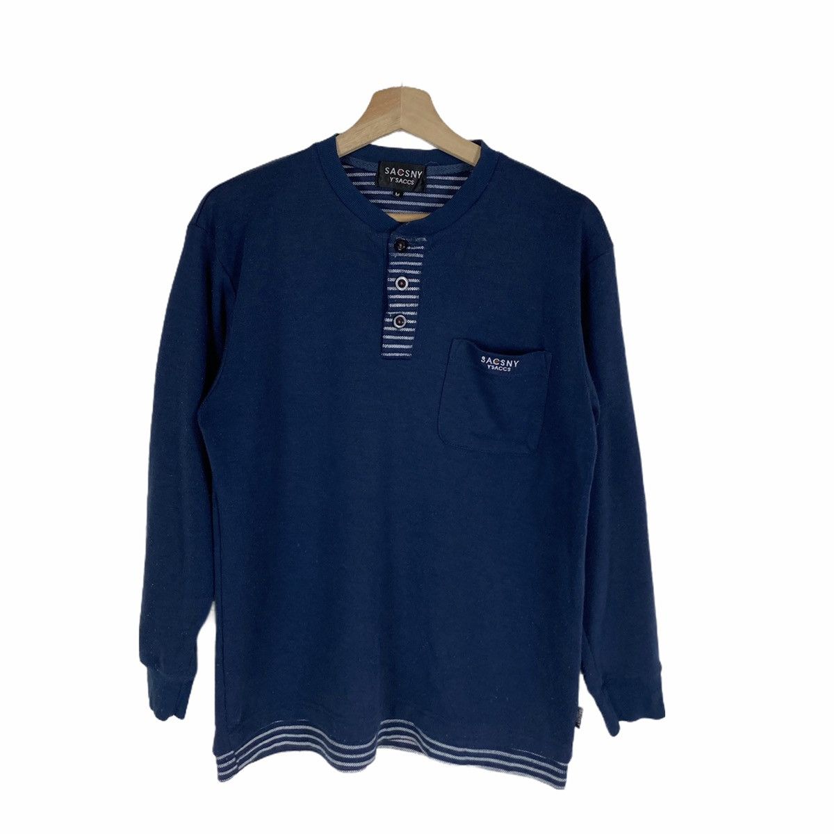 image of Sacsny Y'saccs Long Sleeve Tee By Yohji Yamamoto in Blue, Men's (Size Medium)