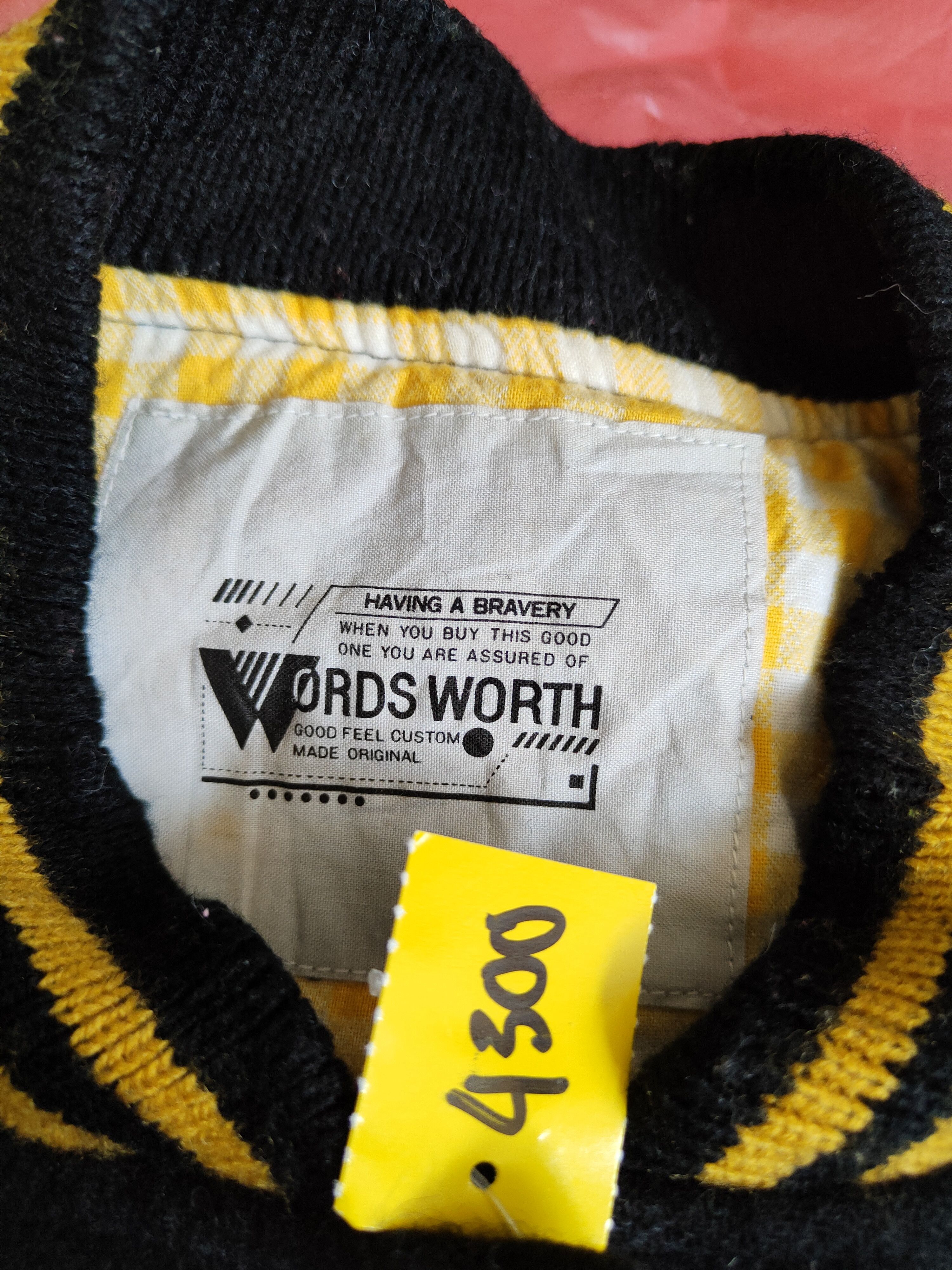 Japanese Brand Words Worth Black/Yellow plain Sweater varsity #4300 Size US S / EU 44-46 / 1 - 9 Thumbnail