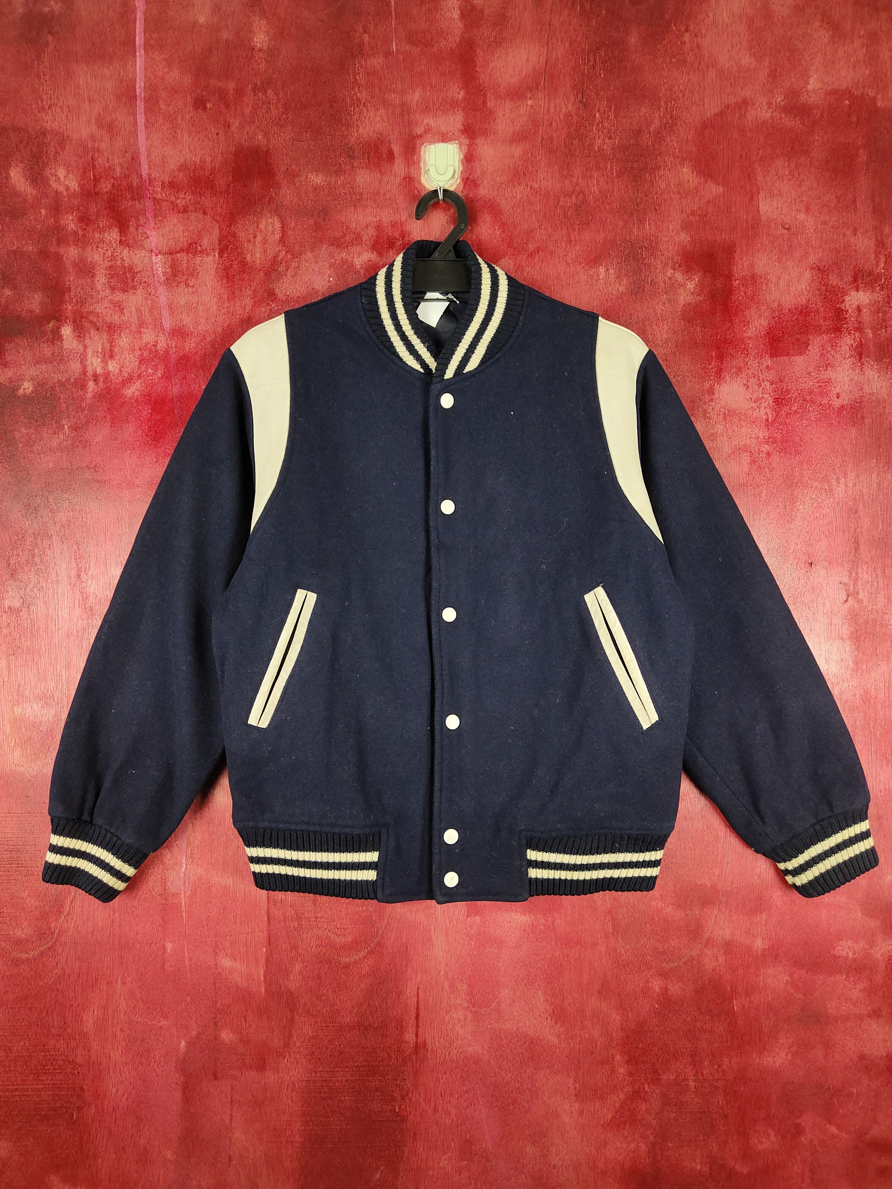 image of Authentic Traditional Dark Blue Varsity Jacket 4349, Women's (Size Medium)