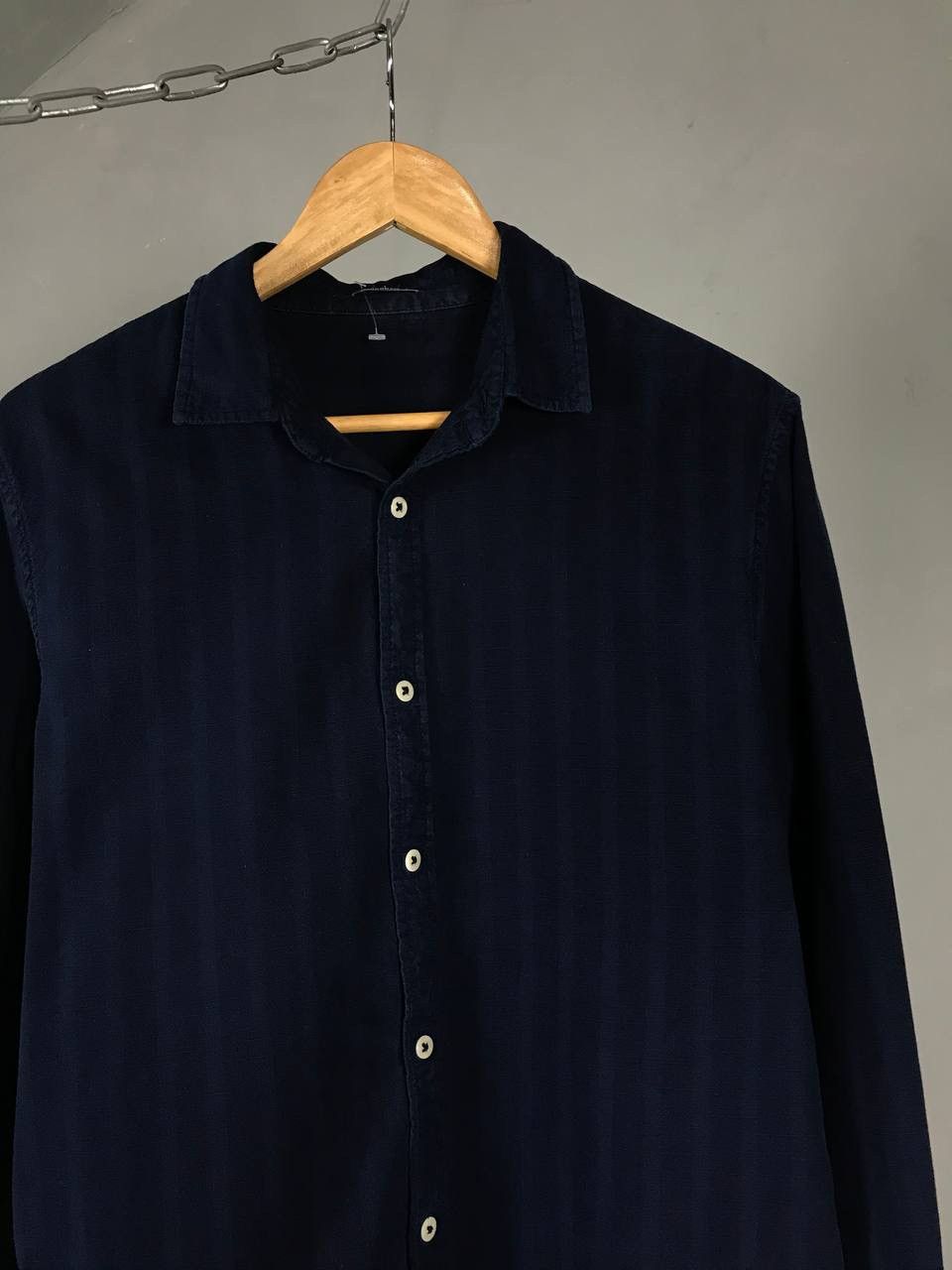 DENHAM Denham streetwear navy blue stripes shirt Size US L / EU 52-54 / 3 - 2 Thumbnail