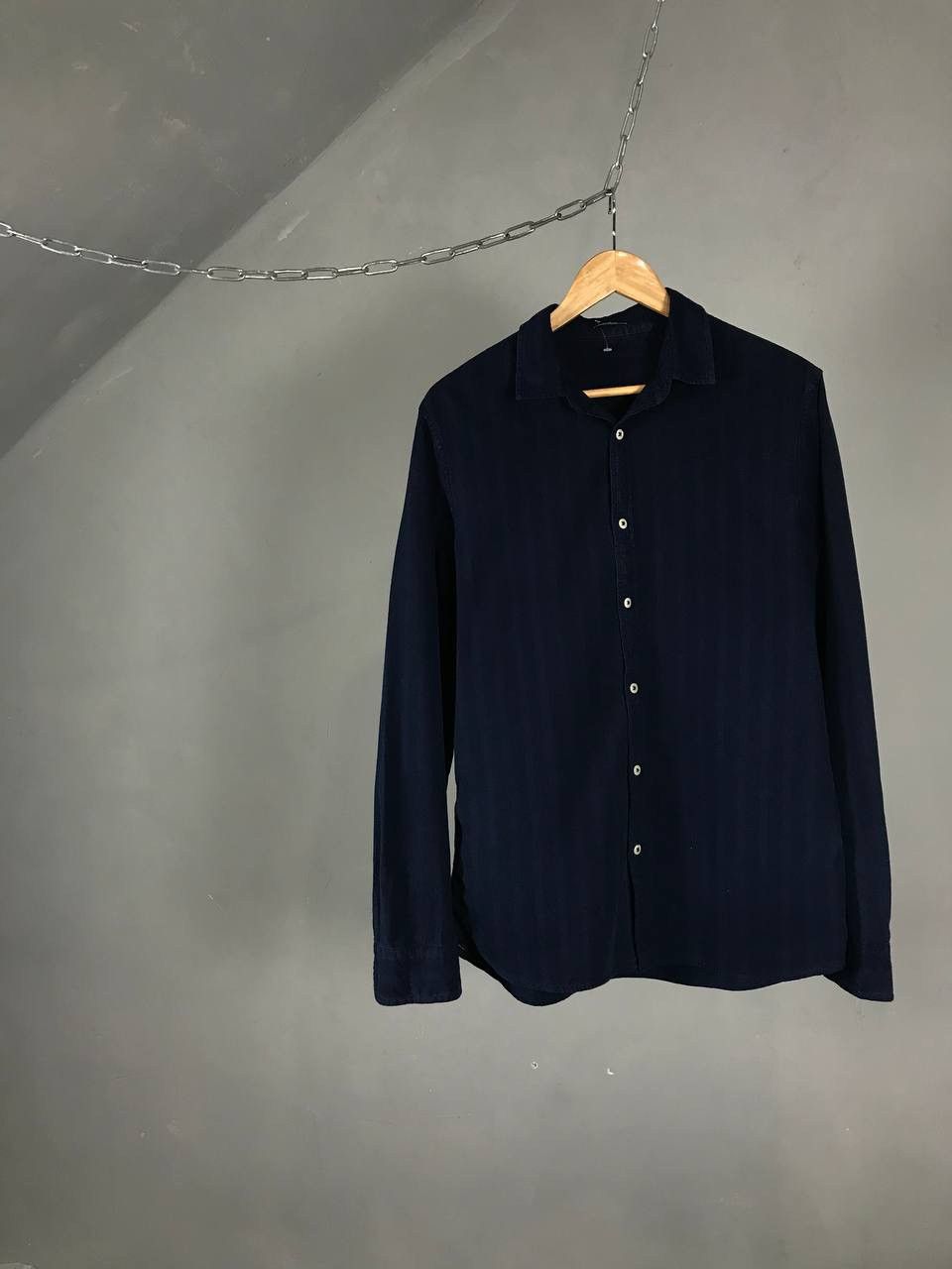 DENHAM Denham streetwear navy blue stripes shirt Size US L / EU 52-54 / 3 - 1 Thumbnail