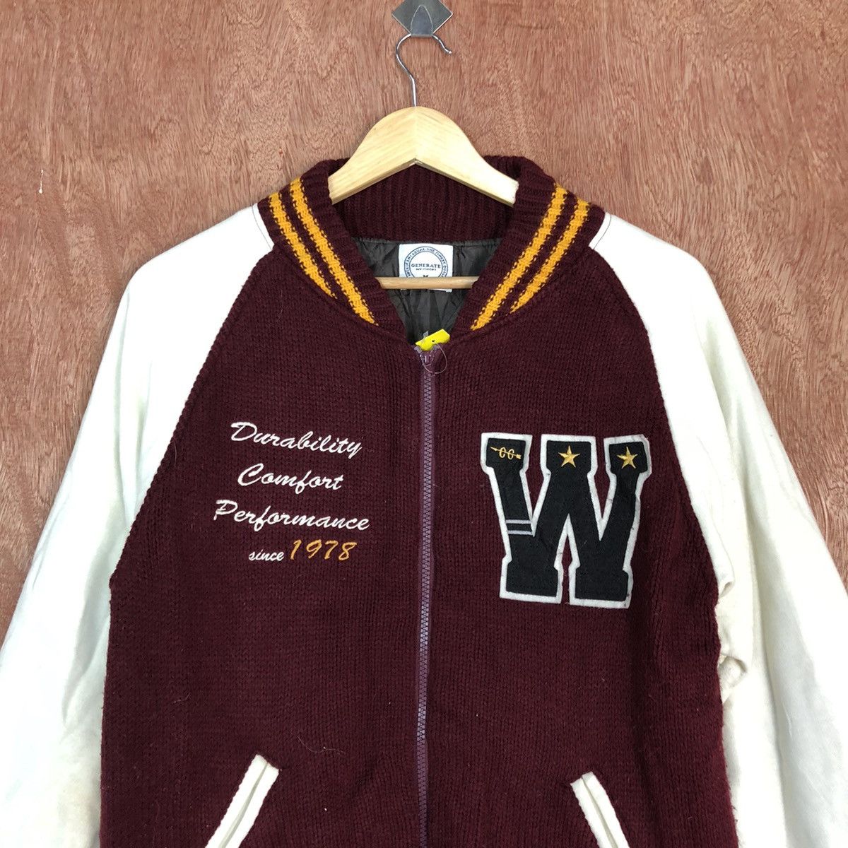 Japanese Brand DLL Generate Maroon Varstiy Jacket #1672 Size US M / EU 48-50 / 2 - 9 Thumbnail