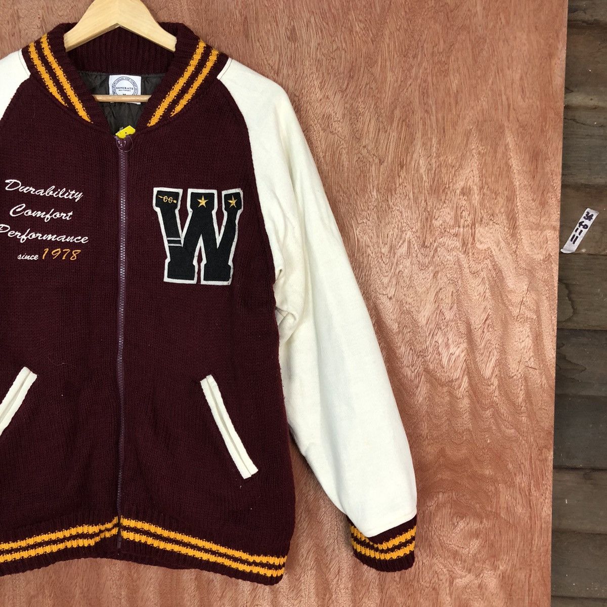 Japanese Brand DLL Generate Maroon Varstiy Jacket #1672 Size US M / EU 48-50 / 2 - 5 Thumbnail