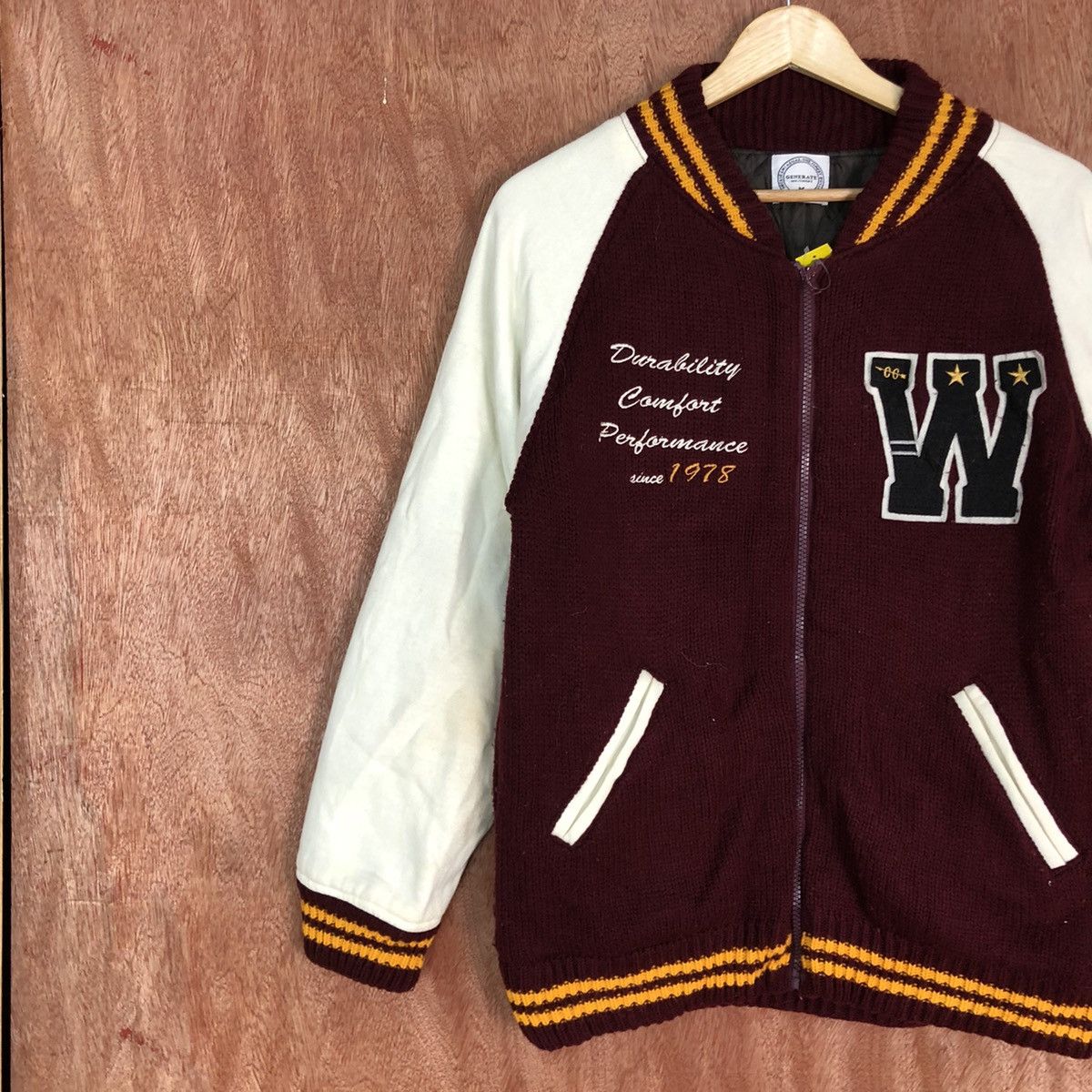 Japanese Brand DLL Generate Maroon Varstiy Jacket #1672 Size US M / EU 48-50 / 2 - 7 Thumbnail