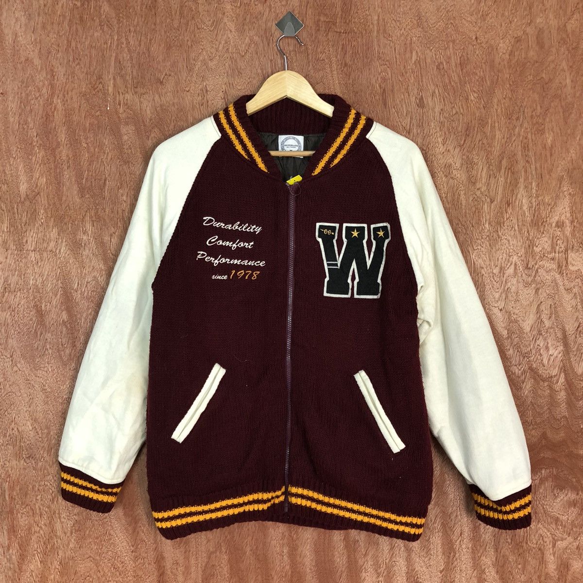 Japanese Brand DLL Generate Maroon Varstiy Jacket #1672 Size US M / EU 48-50 / 2 - 3 Thumbnail