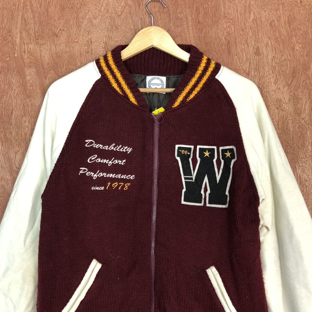 Japanese Brand DLL Generate Maroon Varstiy Jacket #1672 Size US M / EU 48-50 / 2 - 2 Thumbnail