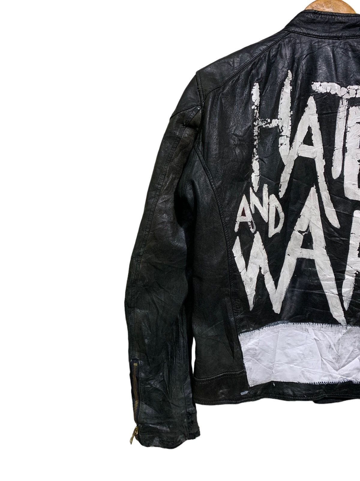 Hysteric Glamour 🔥HYSTERIC GLAMOUR HATE N WAR LEATHER JACKETS Size US M / EU 48-50 / 2 - 3 Thumbnail