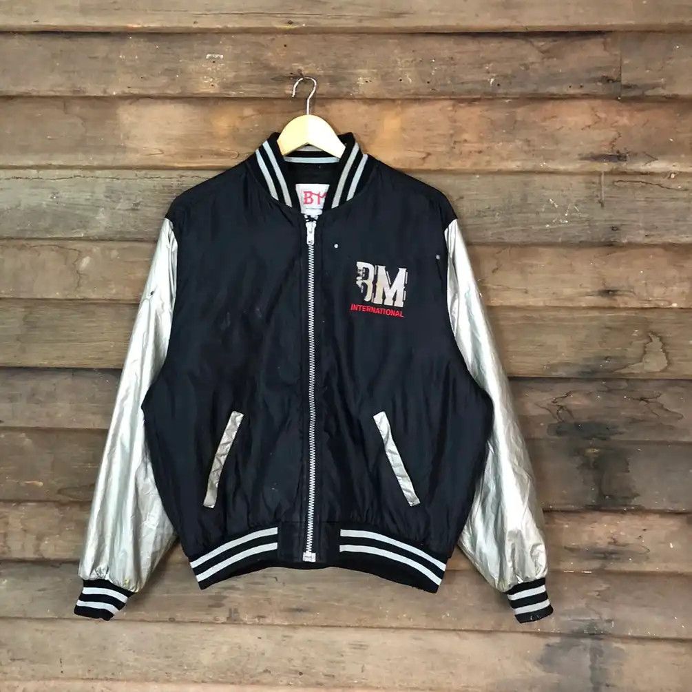 Japanese Brand × Vintage BM International vintage Black varsity Bombers Jacket #7116 Size US L / EU 52-54 / 3 - 10 Thumbnail
