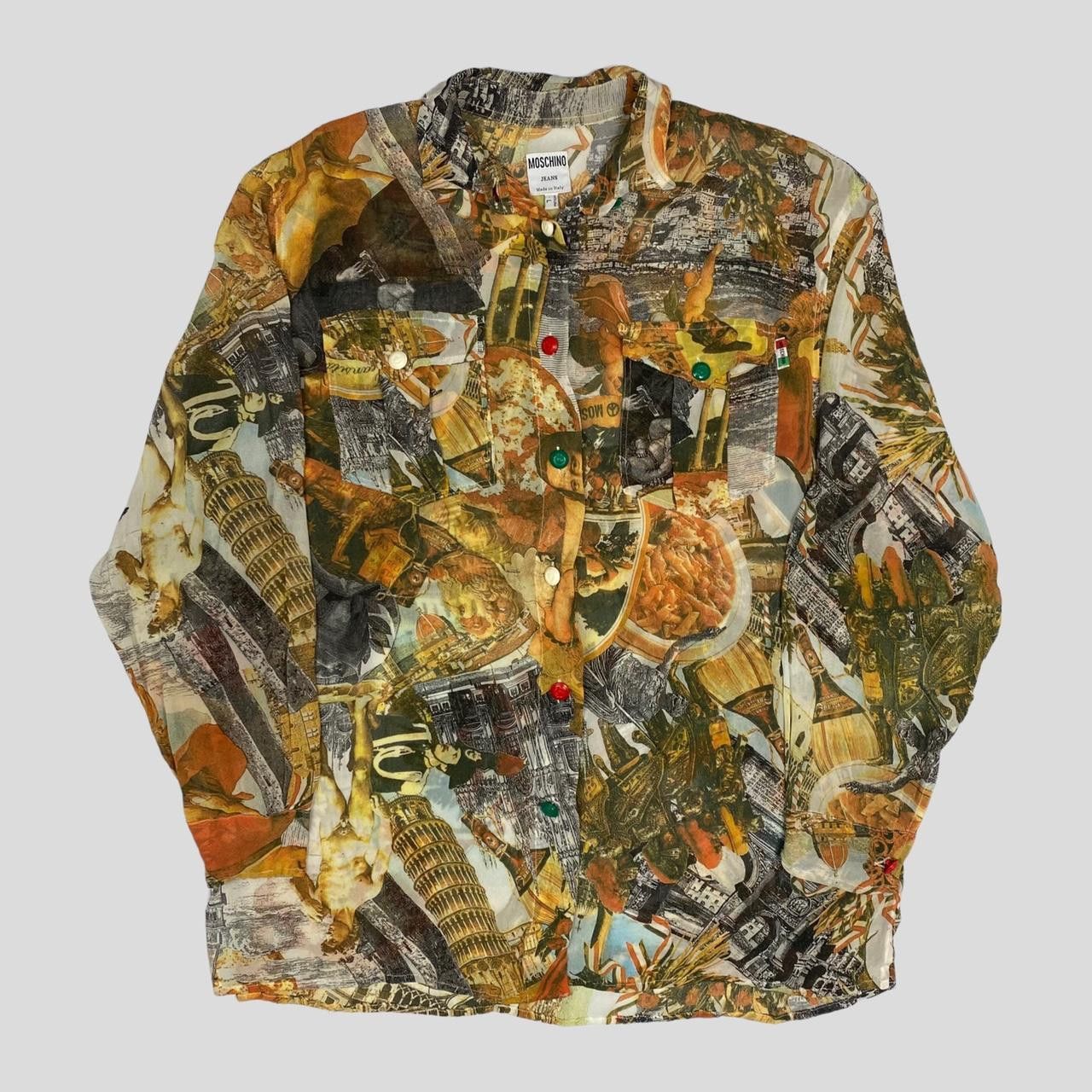 Moschino Moschino Jeans early 90’s Semi-sheer Italy Print Shirt - M Size US M / EU 48-50 / 2 - 1 Thumbnail