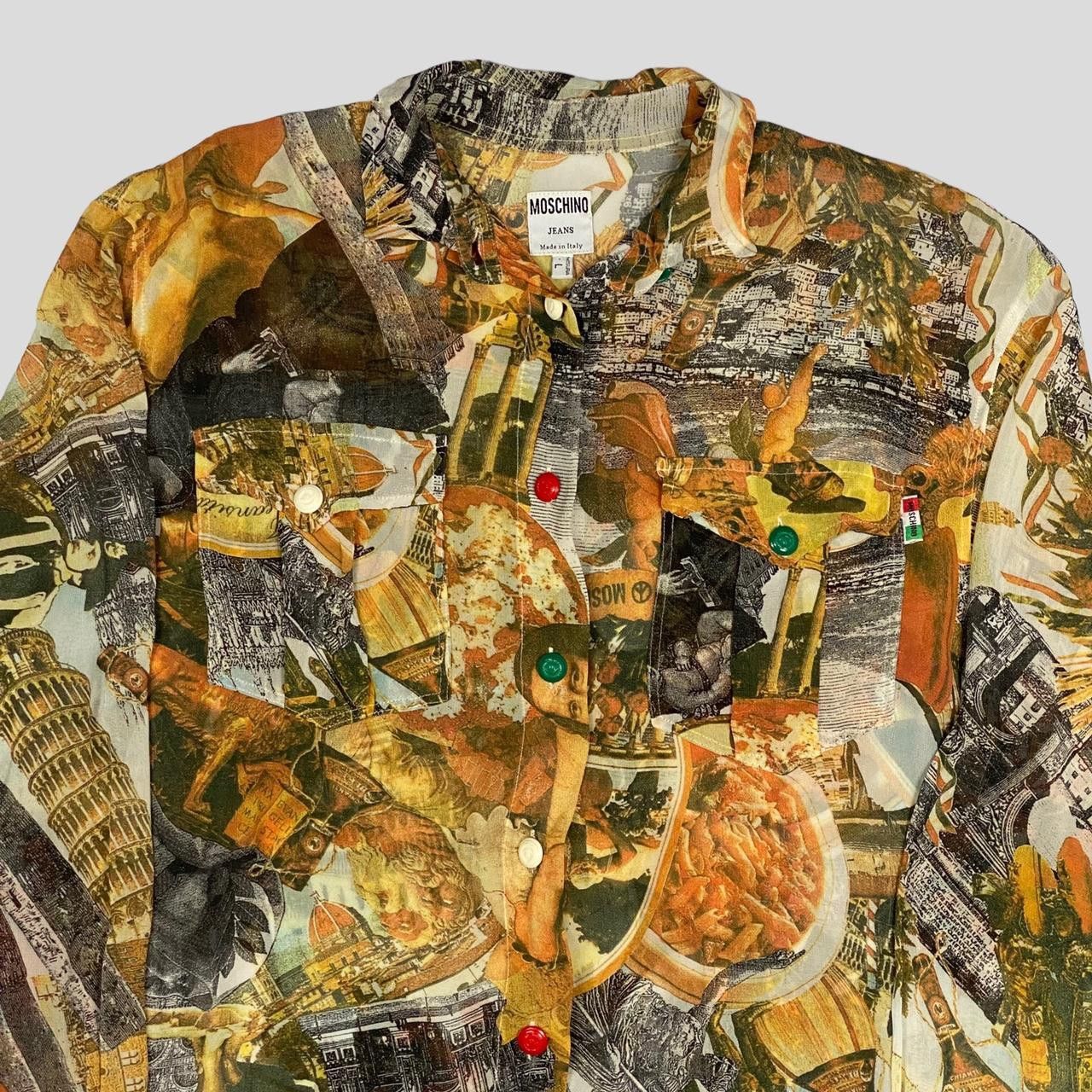 Moschino Moschino Jeans early 90’s Semi-sheer Italy Print Shirt - M Size US M / EU 48-50 / 2 - 2 Thumbnail