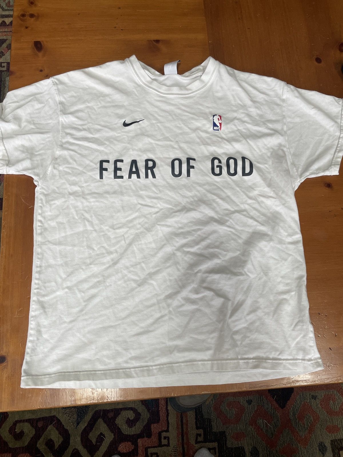 nike x fear of god oatmeal warm up tee
