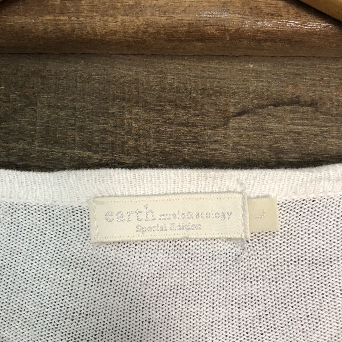 Homespun Knitwear × Japanese Brand Earth Music & Econology White Patterned Cardigans #7306 Size M / US 6-8 / IT 42-44 - 7 Thumbnail