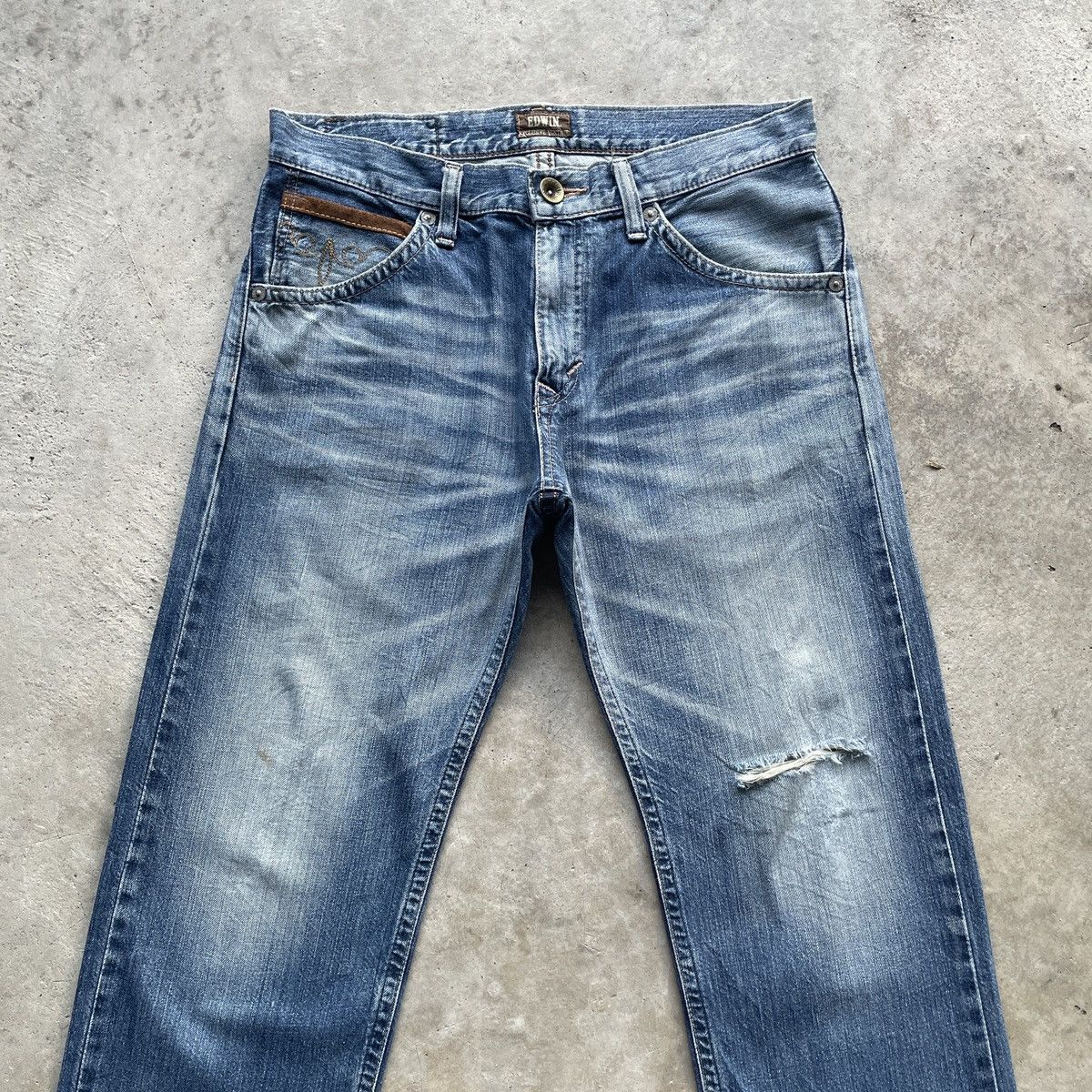 Japanese Brand Rare🔥 Edwin Exclusive Vintage Distressed Denim Pants Faded Size US 34 / EU 50 - 4 Thumbnail
