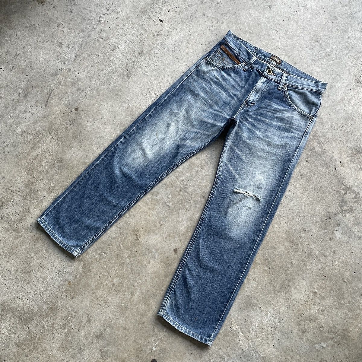 Japanese Brand Rare🔥 Edwin Exclusive Vintage Distressed Denim Pants Faded Size US 34 / EU 50 - 3 Thumbnail
