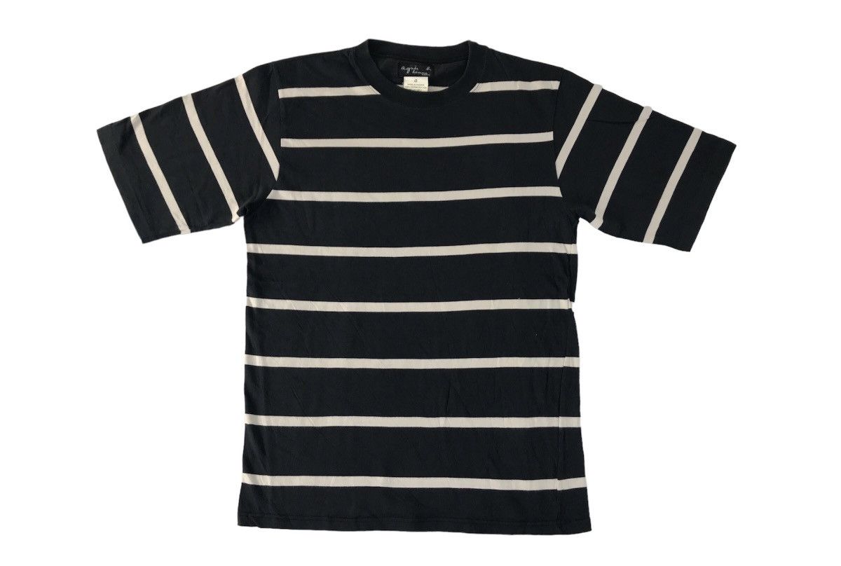 agnes b. Agnes B Homme Paris Striped Crewneck Printed Tee T-shirt Size US S / EU 44-46 / 1 - 1 Thumbnail