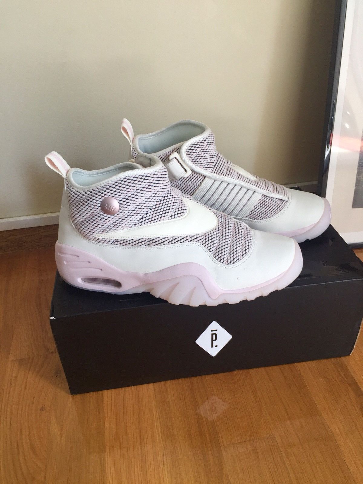 image of Paris X Nike Air Shake Ndestrukt Basketball Pink Shoes in White, Men's (Size 11)