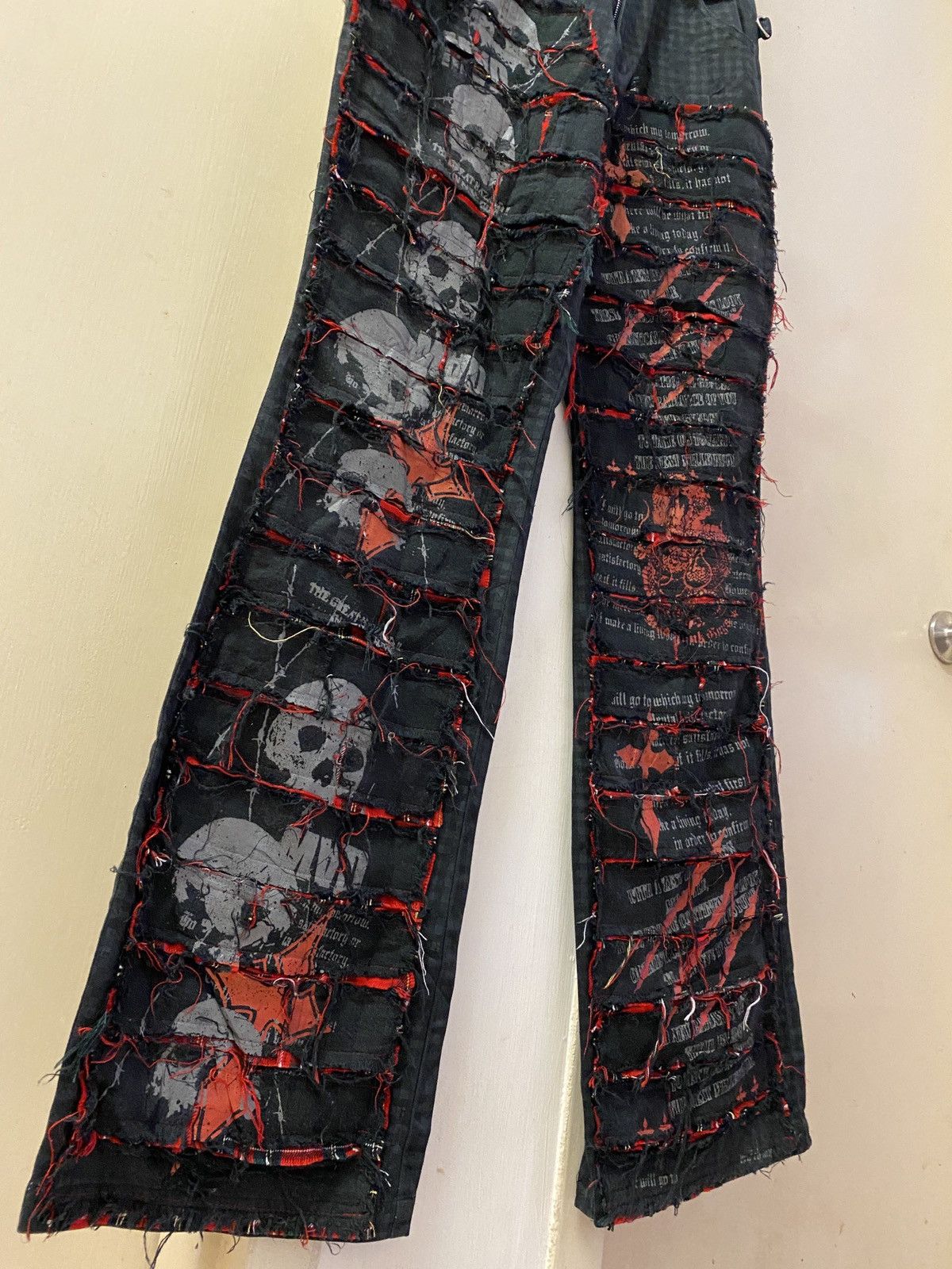 If Six Was Nine × Japanese Brand × Le Grande Bleu (L.G.B.) 🔥🔥💰💰Madpunks distressed scab patchwork flared pants Size US 29 - 6 Thumbnail