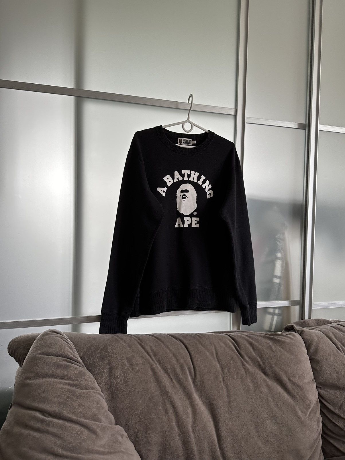 image of Bape College Sweatshirt in Black, Men's (Size Medium)