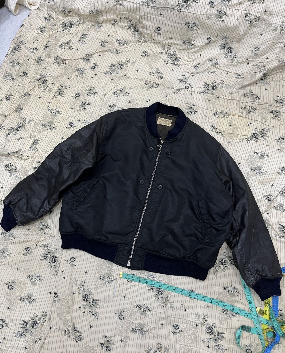 Vintage (Eeee). VINTAGE KEARNY HOUSE LEATHER SLEEVE BOMBER JACKET Size US L / EU 52-54 / 3 - 13 Thumbnail