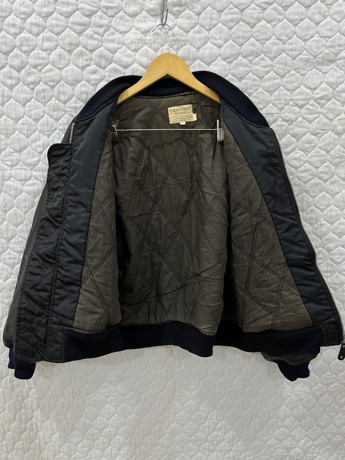 Vintage (Eeee). VINTAGE KEARNY HOUSE LEATHER SLEEVE BOMBER JACKET Size US L / EU 52-54 / 3 - 7 Thumbnail