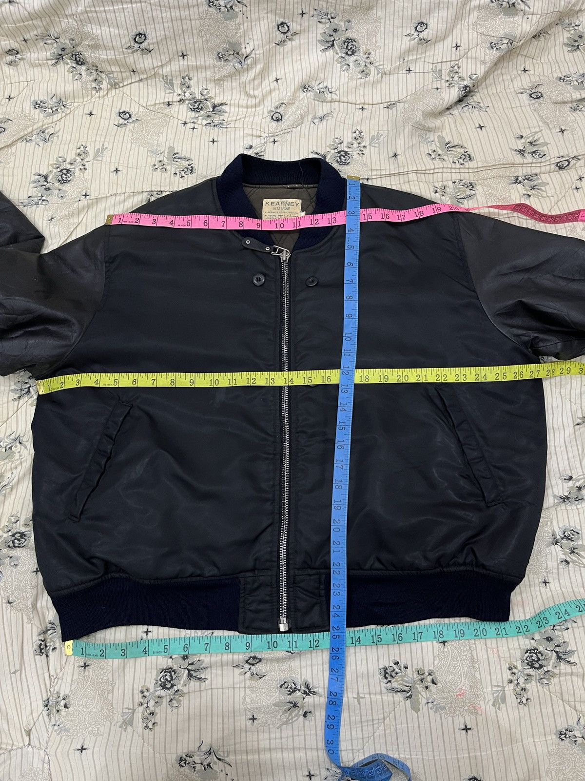 Vintage (Eeee). VINTAGE KEARNY HOUSE LEATHER SLEEVE BOMBER JACKET Size US L / EU 52-54 / 3 - 19 Thumbnail