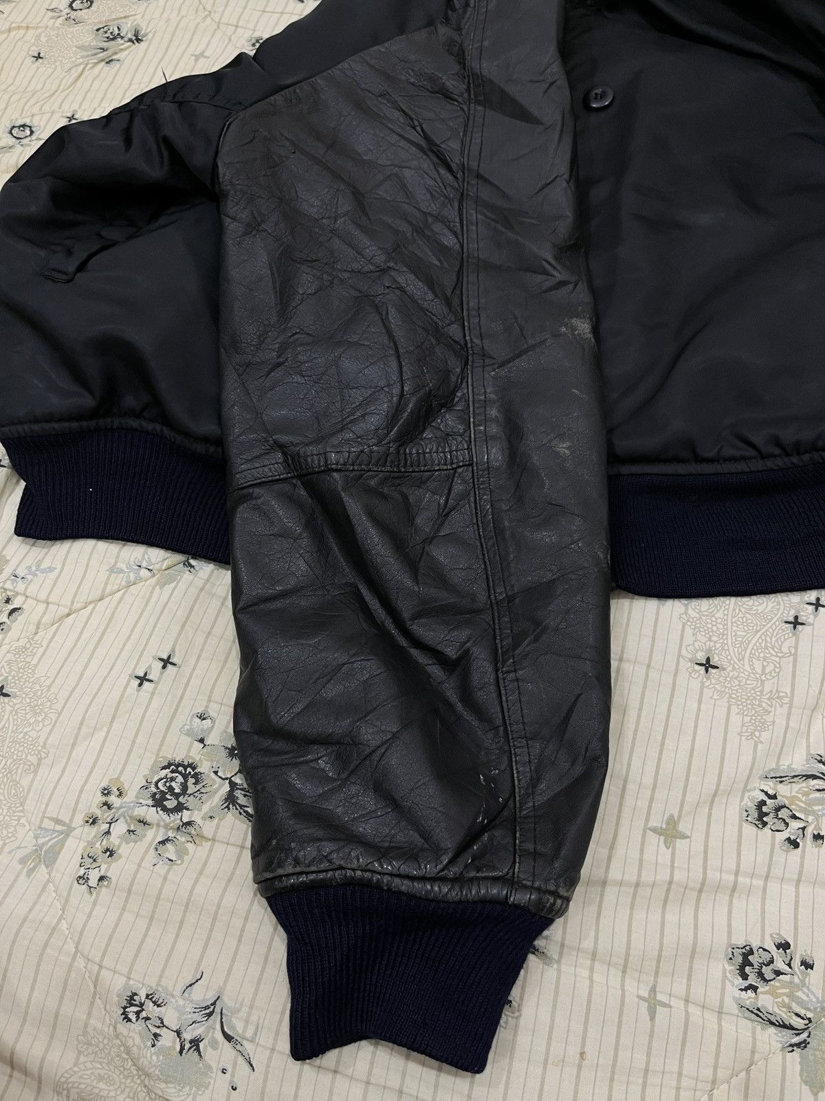Vintage (Eeee). VINTAGE KEARNY HOUSE LEATHER SLEEVE BOMBER JACKET Size US L / EU 52-54 / 3 - 17 Thumbnail