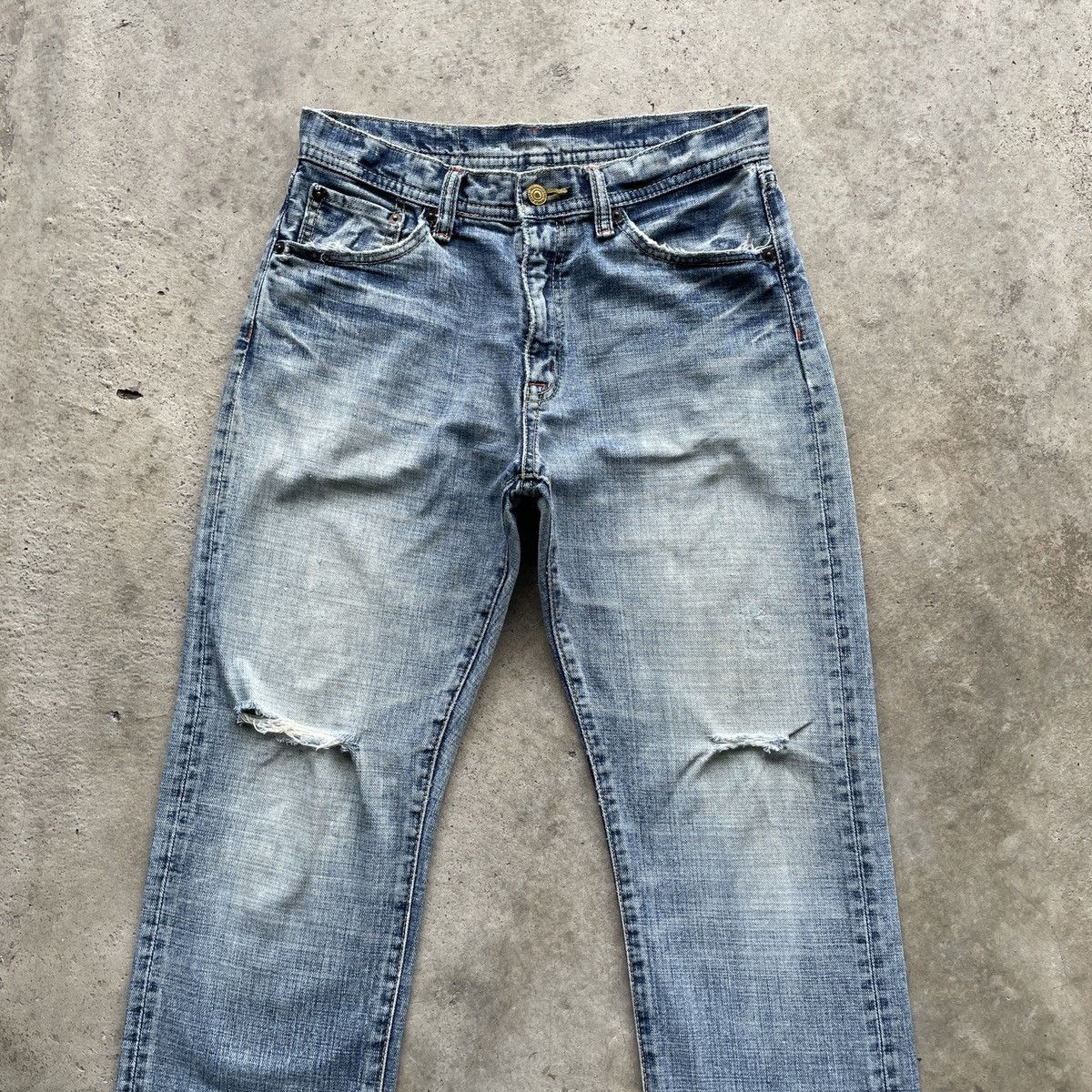 Japanese Brand Vintage Japanese Brand Faded Distressed Denim Jeans Pants Size US 29 - 3 Thumbnail