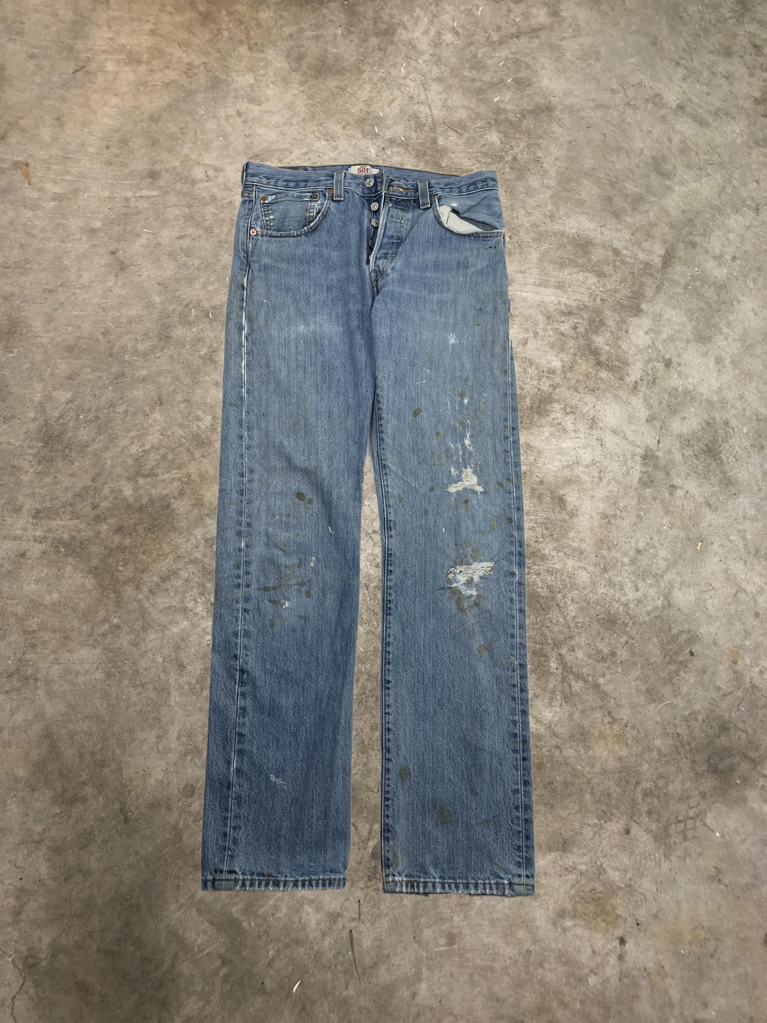 Levi's Levis 501 Painter Pants Denim Jeans Distressed Straight Cut Size US 30 / EU 46 - 2 Thumbnail