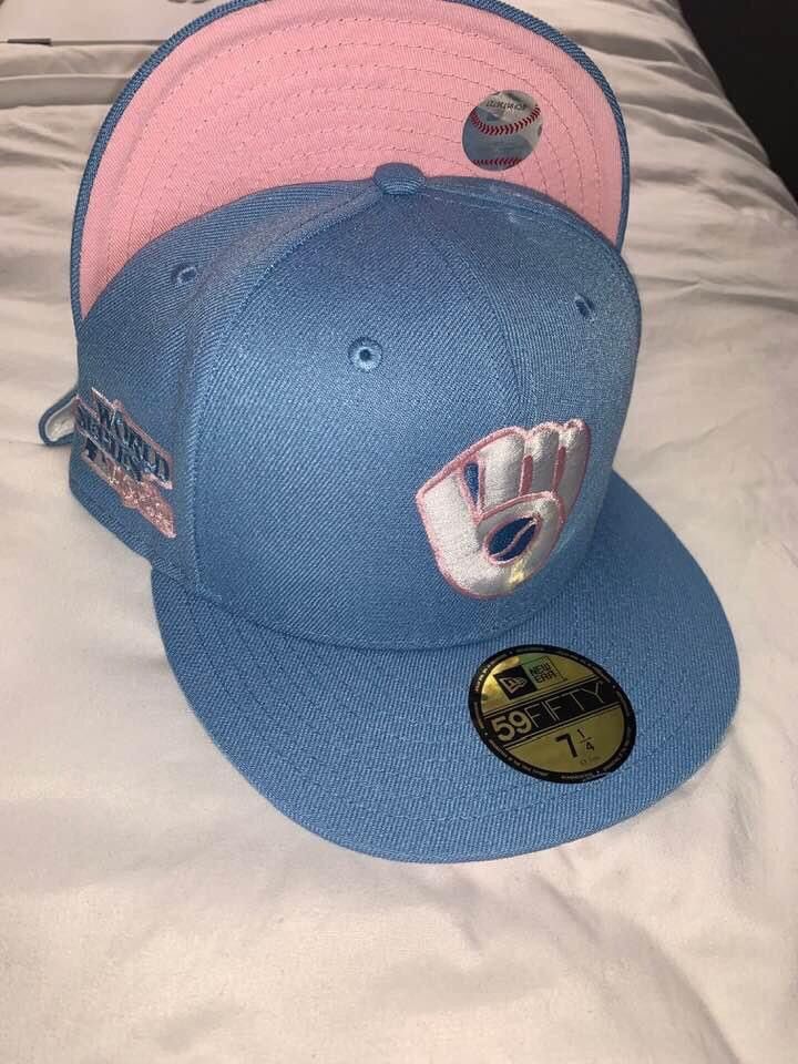 New Era Exclusive Milwaukee Brewers Cotton Candy Fitted Pink Bottom Size ONE SIZE - 4 Thumbnail