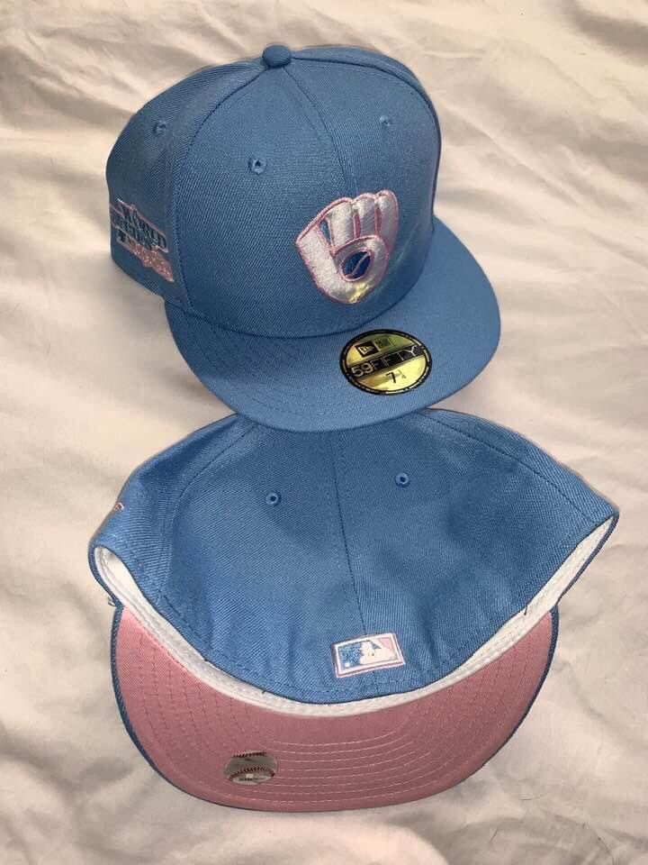 New Era Exclusive Milwaukee Brewers Cotton Candy Fitted Pink Bottom Size ONE SIZE - 3 Thumbnail